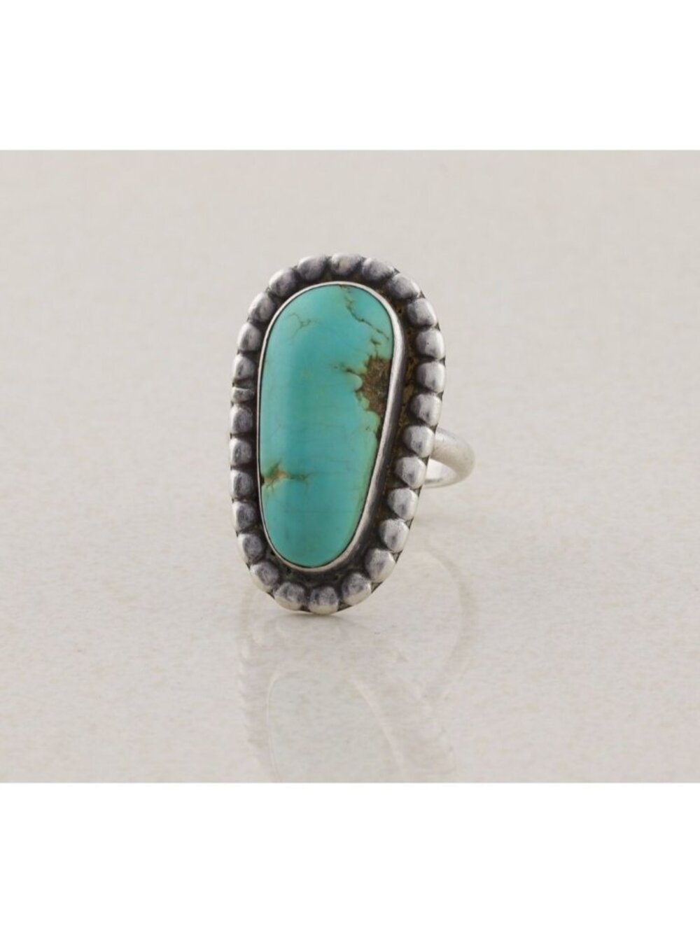 Sterling Silver Natural Turquoise Ring Size 6 3/4 - Picture 4 of 6